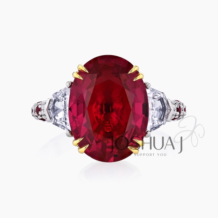 Fancy Yellow Oval Ruby Three-Stone Ring