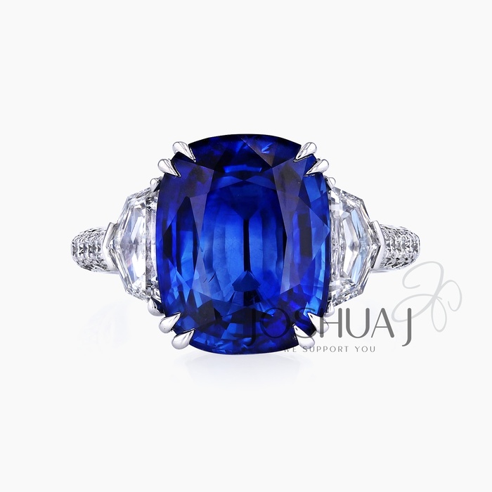 Cushion Sapphire Three-Stone Ring