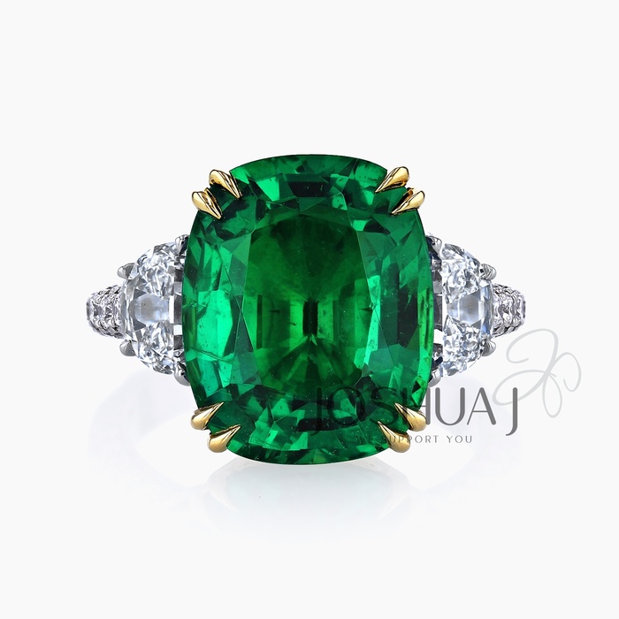 Fancy Yellow Cushion Emerald Ring