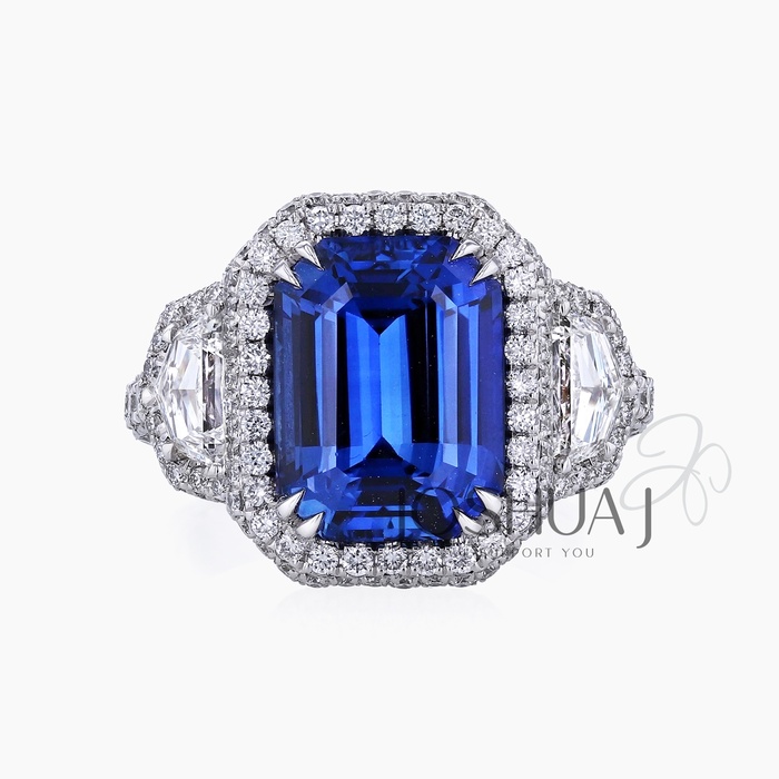 Emerald-Cut Sapphire Halo Ring