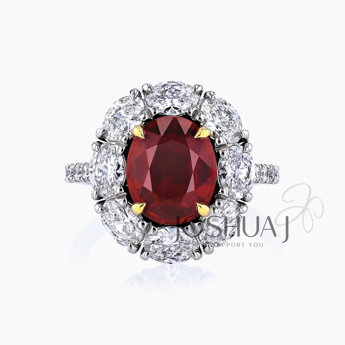 Oval Ruby Halo Ring