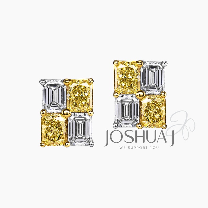 Fancy Yellow Radiant Diamond Earrings