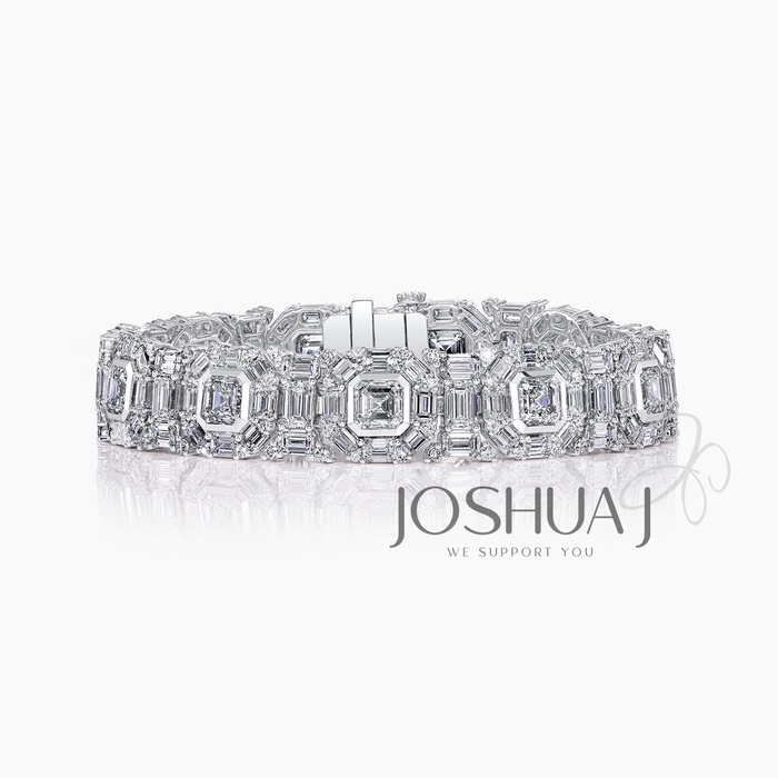 Asscher Diamond Halo Bracelet