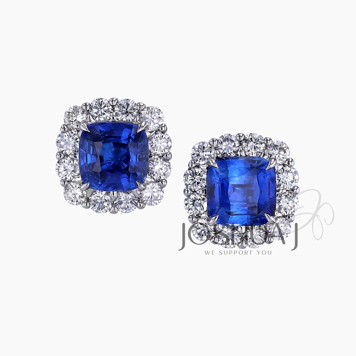 Cushion Sapphire Stud Earrings