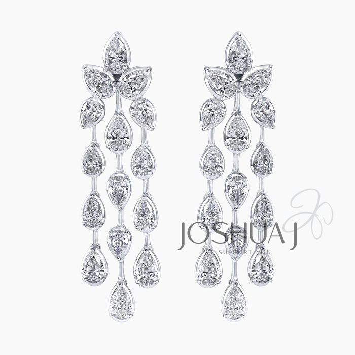 Pear Diamond Chandelier Earrings