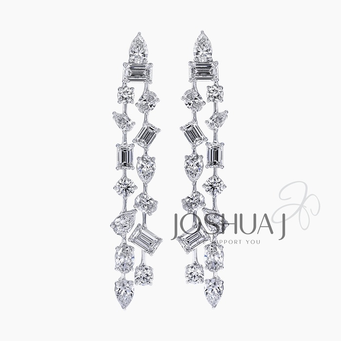 Emerald-Cut Diamond Chandelier Earrings
