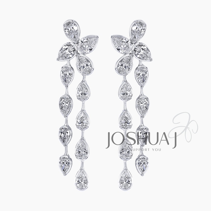 Pear Diamond Chandelier Earrings