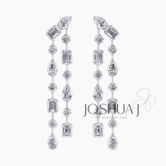 Emerald-Cut Diamond Chandelier Earrings