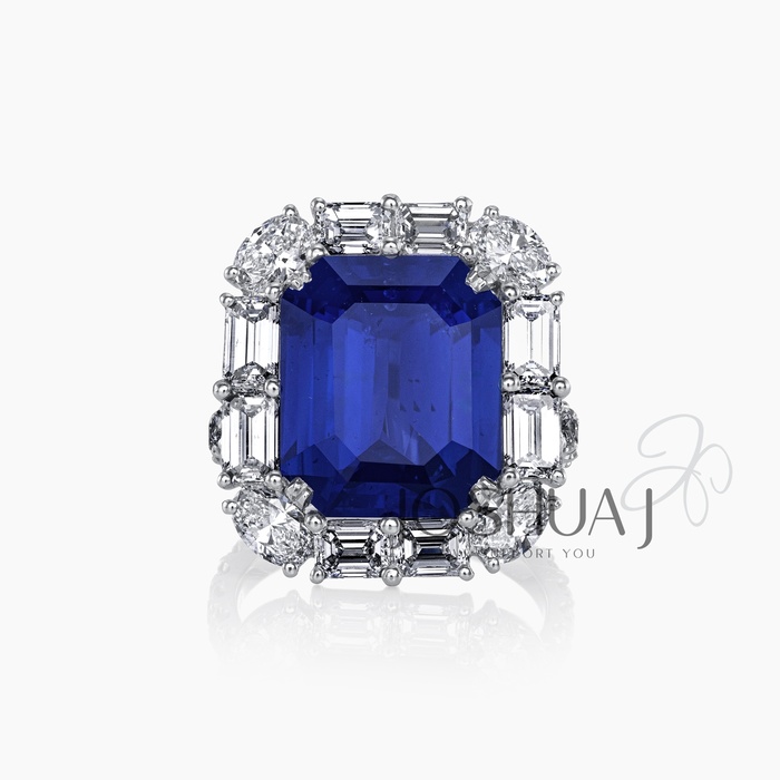 Emerald-Cut Sapphire Halo Ring