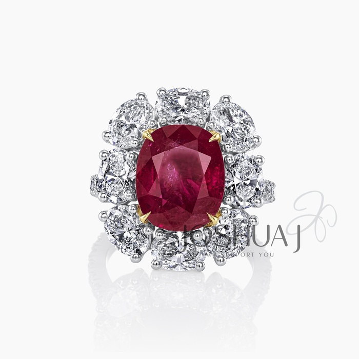 Oval Ruby Halo Ring