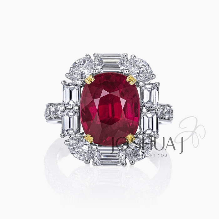 Cushion Ruby Halo Ring