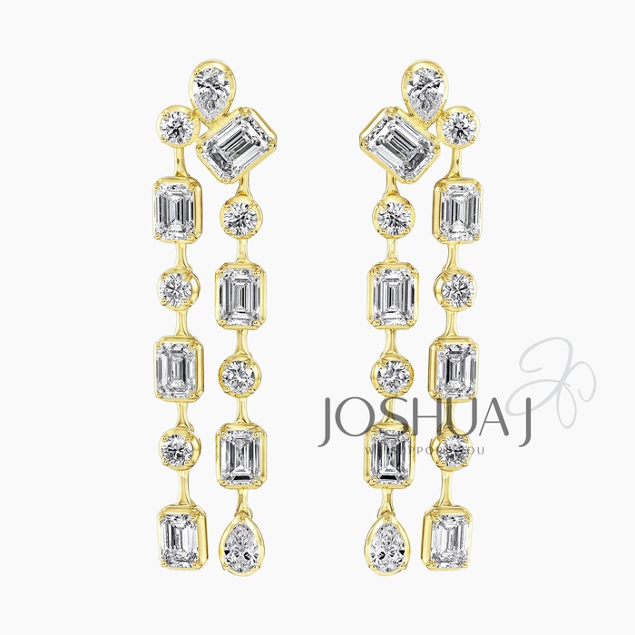 Emerald-Cut Diamond Chandelier Earrings