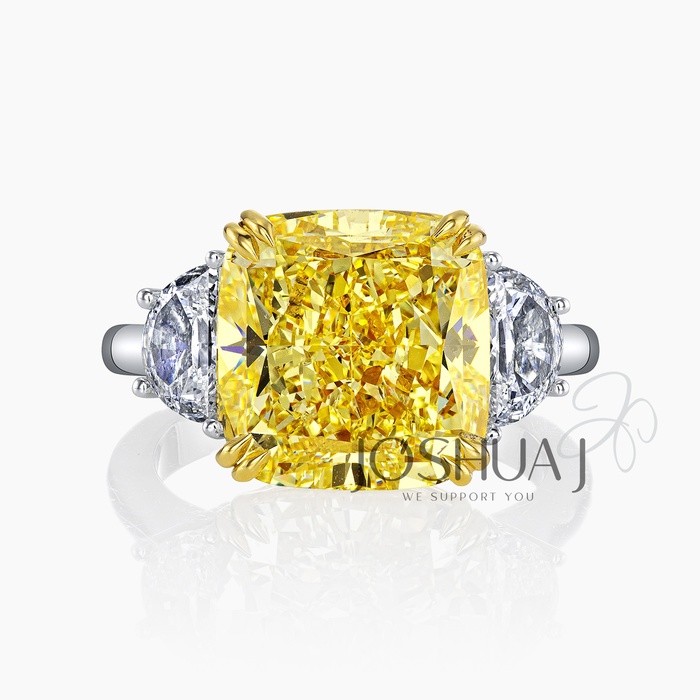Fancy Yellow Radiant Diamond Three-Stone Ring