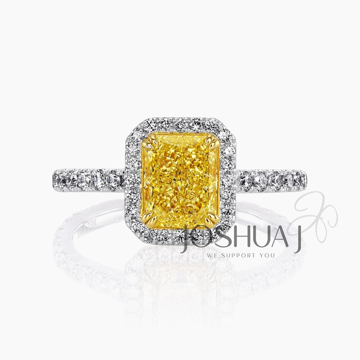 Fancy Yellow Radiant Diamond Halo Ring