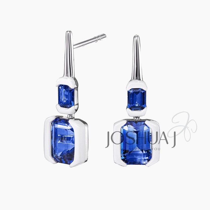 Emerald-Cut Sapphire Drop Earrings