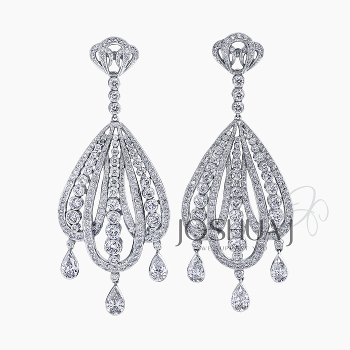 Round Diamond Drop Earrings
