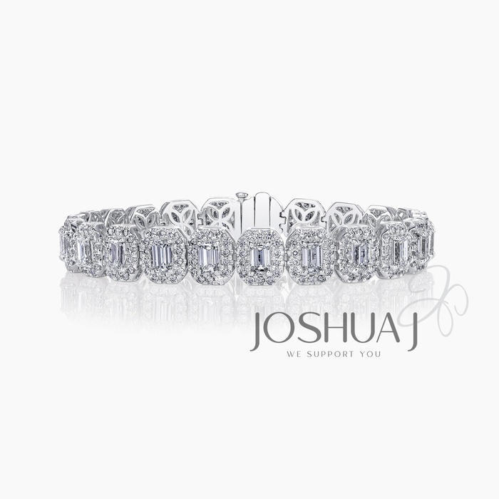Emerald-Cut Diamond Halo Bracelet