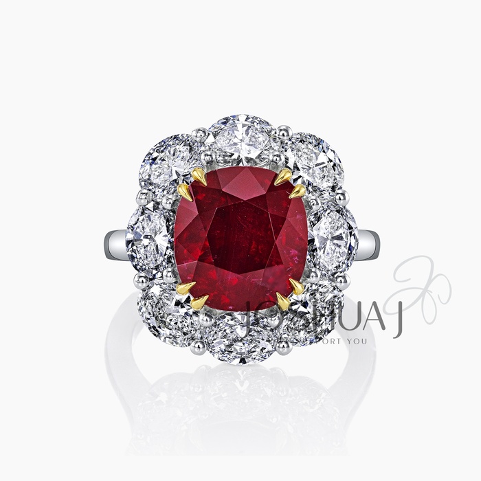 Cushion Ruby Halo Ring