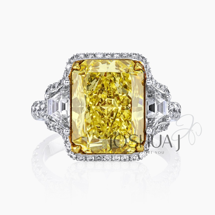 Fancy Yellow Radiant Diamond Halo Ring