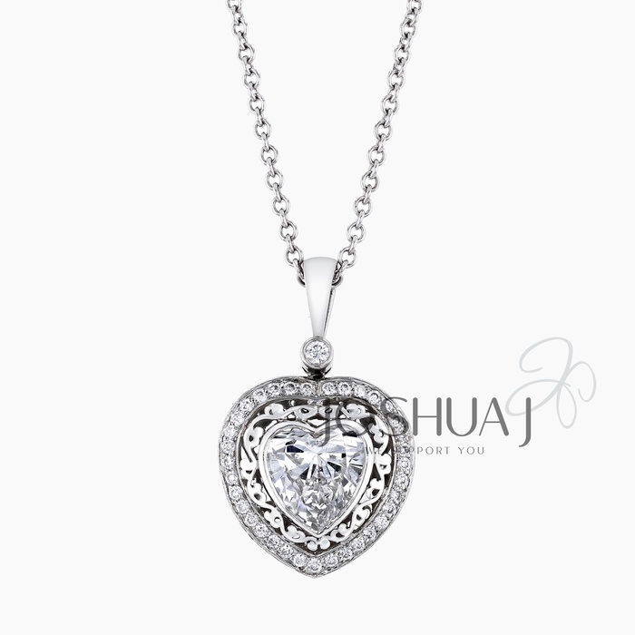 Heart Diamond Halo Necklace