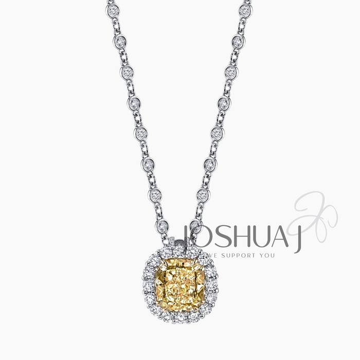 Cushion Diamond Halo Necklace