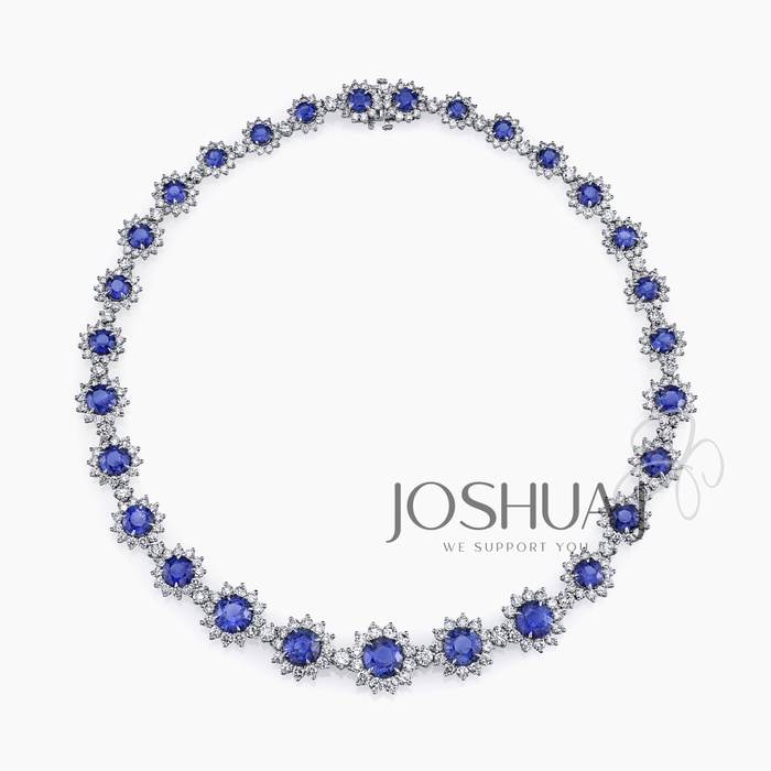 Round Sapphire Halo Necklace