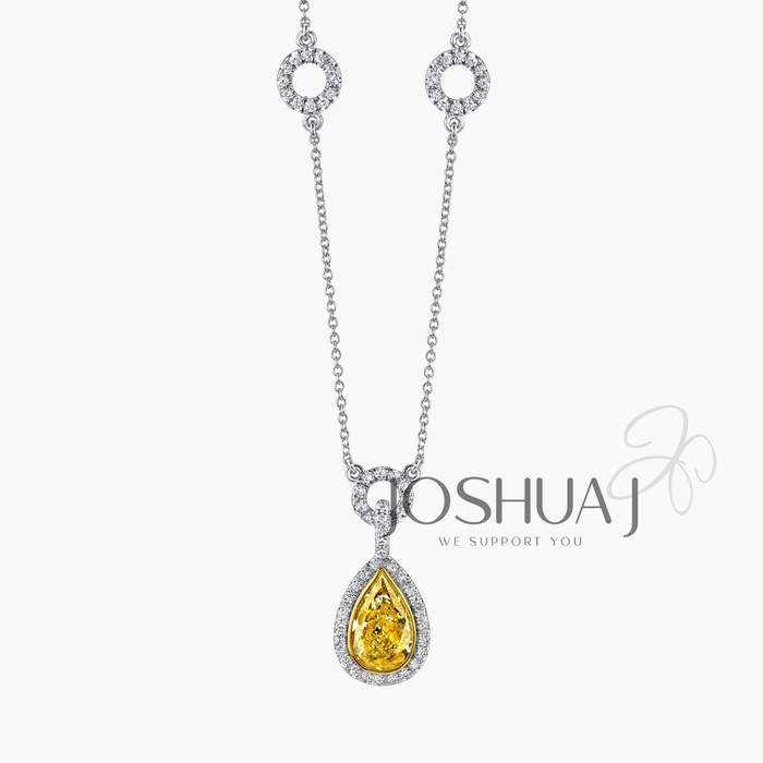 Fancy Yellow Pear Diamond Necklace