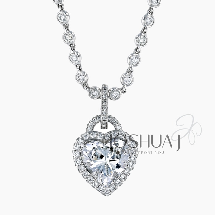 Heart Diamond Halo Necklace
