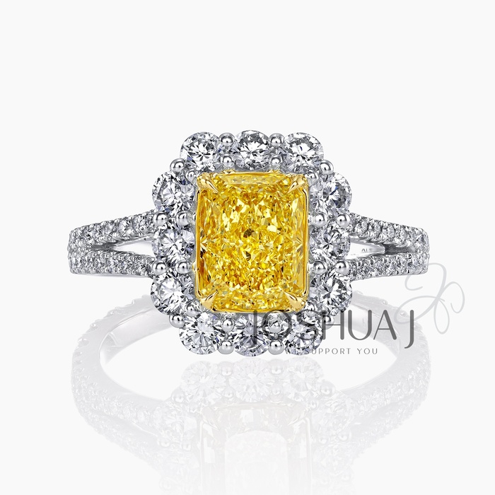 Fancy Yellow Radiant Diamond Halo Ring