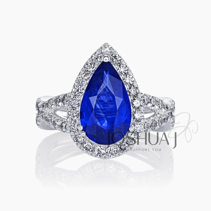Pear Sapphire Halo Ring