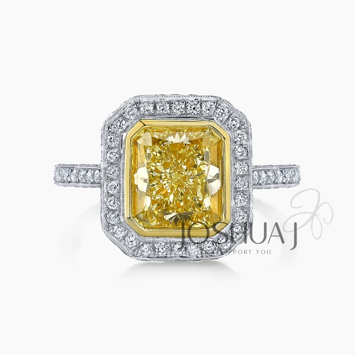 Fancy Intense Radiant Diamond Ring