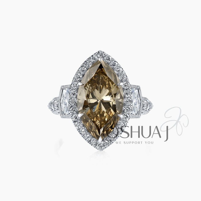 Cognac Marquise Diamond Three-Stone Ring