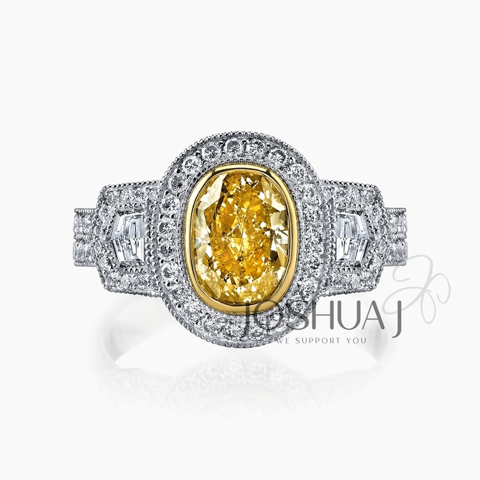Fancy Intense Oval Diamond Ring