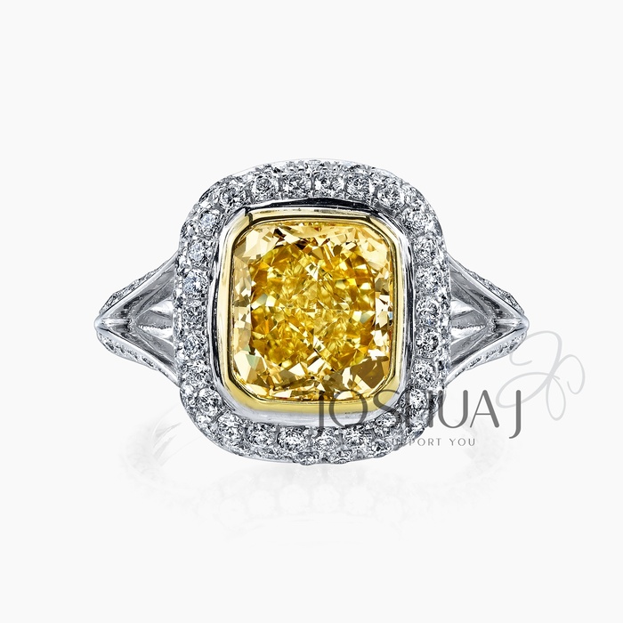 Fancy Intense Cushion Diamond Ring