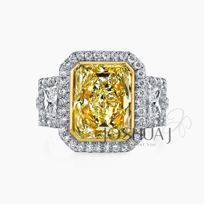 Fancy Yellow Radiant Diamond Three-Stone Ring