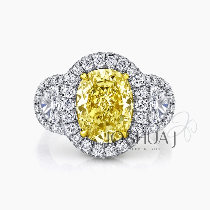 Fancy Yellow Oval Diamond Halo Ring