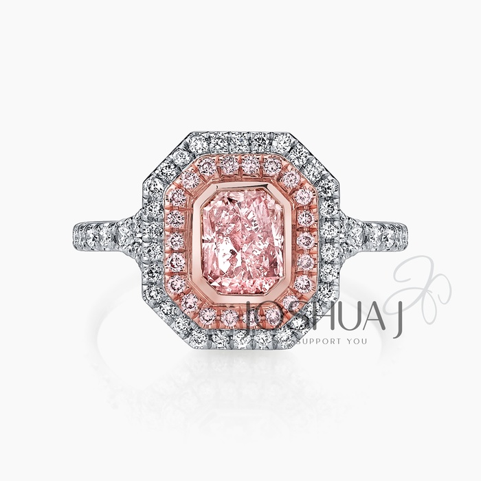 Fancy Pink Round Diamond Halo Ring