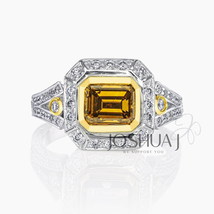 Cognac Emerald-Cut Diamond Ring