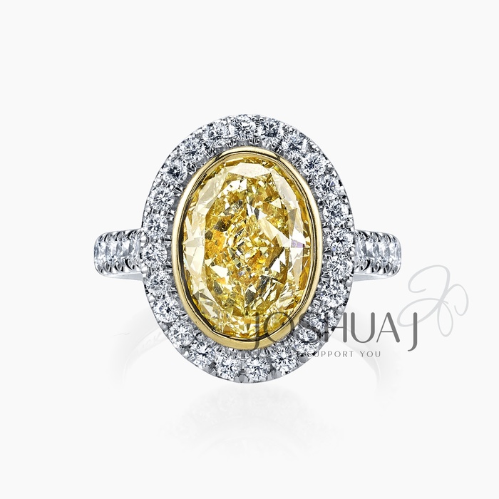 Fancy Yellow Oval Diamond Halo Ring