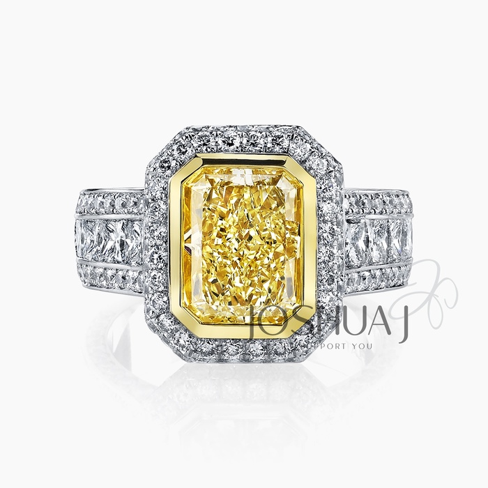 Fancy Yellow Princess Diamond Halo Ring