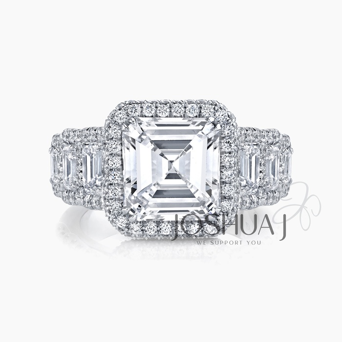 Asscher Diamond Halo Ring