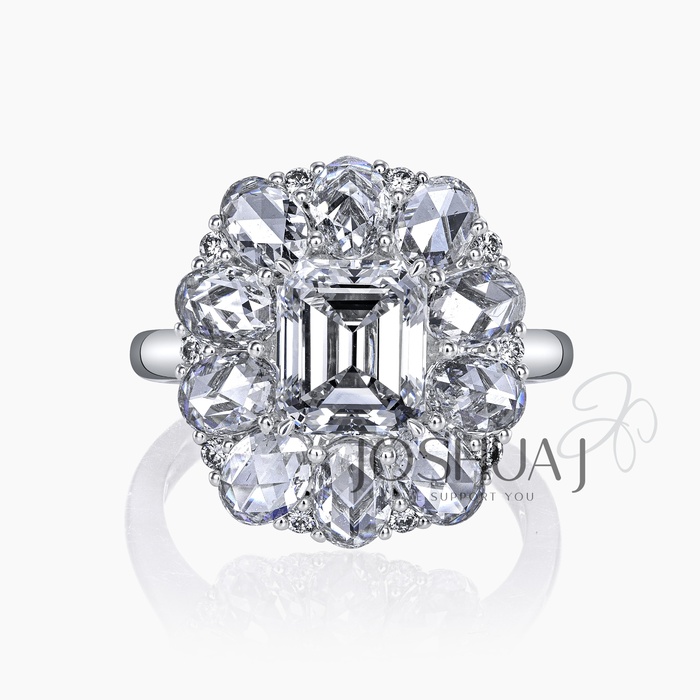 Emerald-Cut Diamond Halo Ring