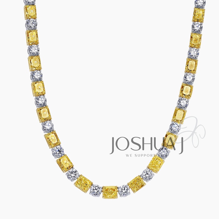 Fancy Yellow Radiant Diamond Riviera Necklace