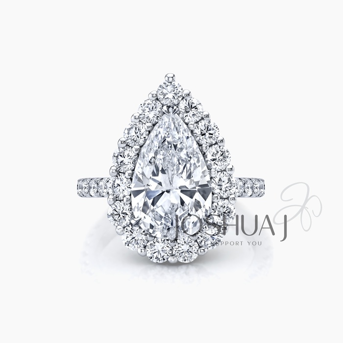 Pear Diamond Halo Ring