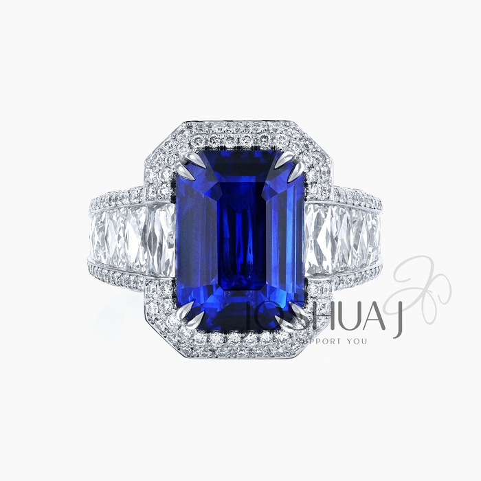 Emerald-Cut Sapphire Halo Ring
