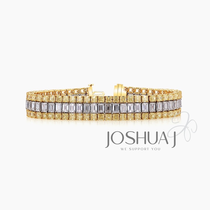 Fancy Intense Asscher Emerald Bracelet