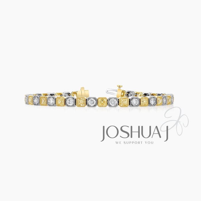 Fancy Intense Asscher Diamond Bracelet