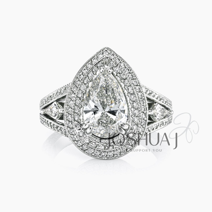 Pear Diamond Halo Ring