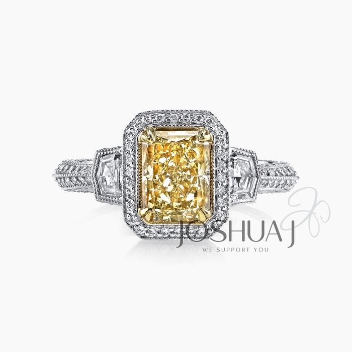 Fancy Intense Radiant Diamond Ring