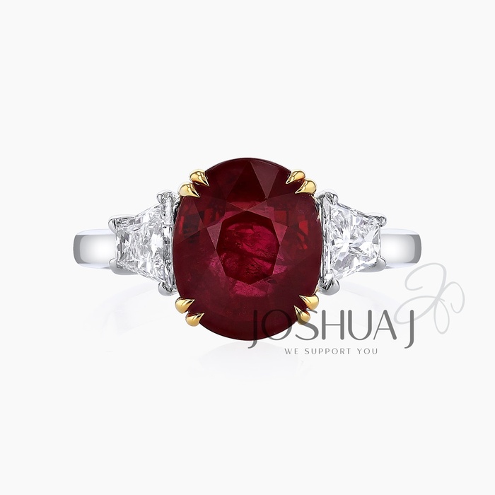 Oval Ruby Three-Stone Ring